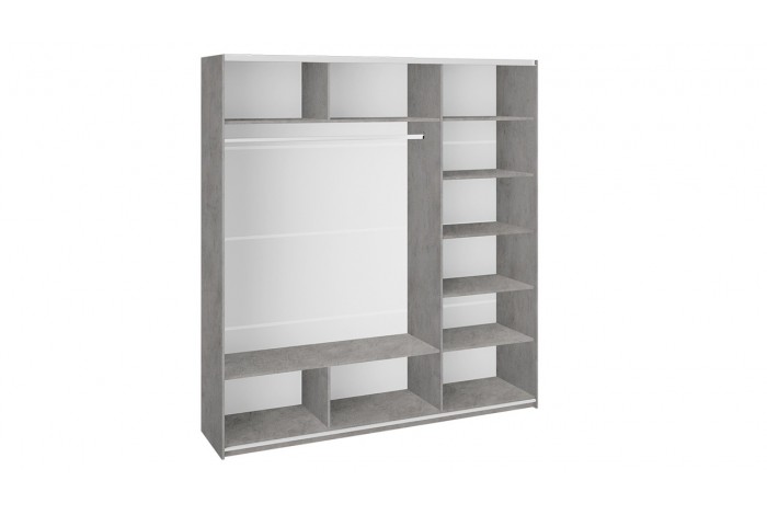 Шкаф-купе 3-х дверный «Траст» 2100 - СШК 2.210.70-15.15.15 Бетон, Белый глянец (Стекло/Стекло/Стекло)