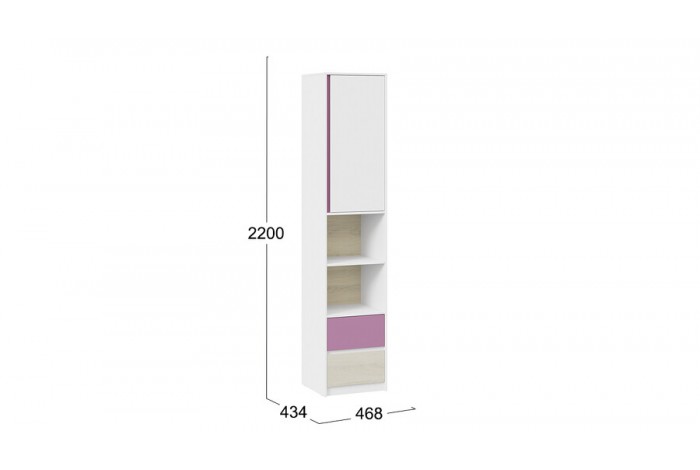 Шкаф комбинированный «Сканди» - СМ-386.07.20-20 Дуб Гарден, Белая, Лиловый