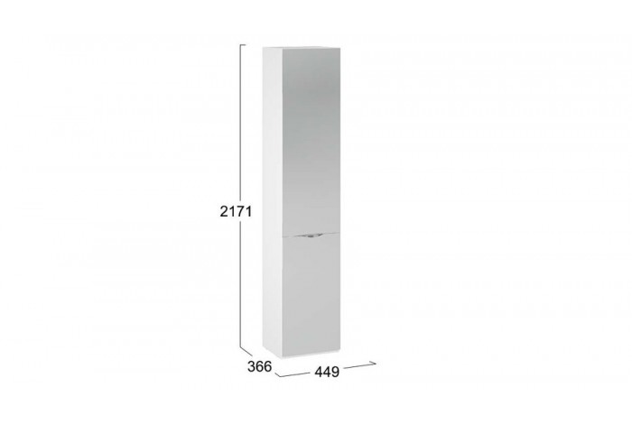 Шкаф для белья «Глосс» (366) с 1 зеркальной дверью - СМ-319.07.012 Белый Жемчуг, Белый глянец