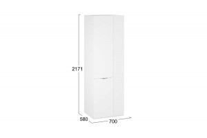 Шкаф угловой Глосс (580) с 1 дверью со стеклом Белый Жемчуг, Белый глянец, Стекло