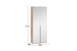 Шкаф для одежды Порто (366) с 2 зеркальными дверями Яблоня Беллуно, Графит