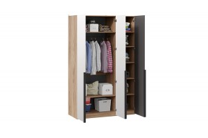 Шкаф для одежды Порто (580) с 3 зеркальными дверями Яблоня Беллуно, Графит