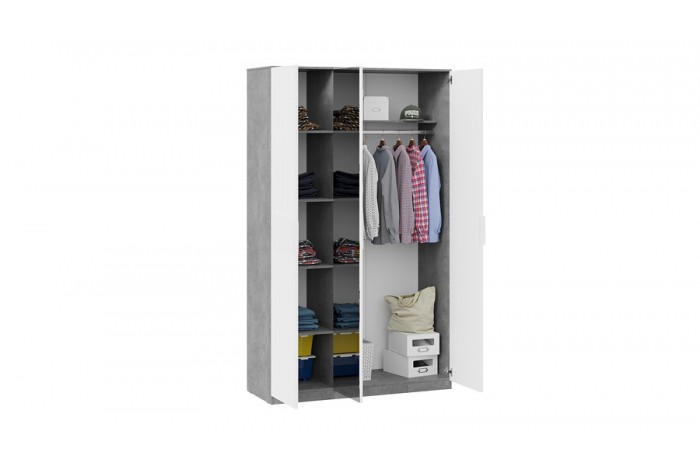 Шкаф комбинированный «Хилтон» - 402.003.000 Ателье светлый, Белый матовый