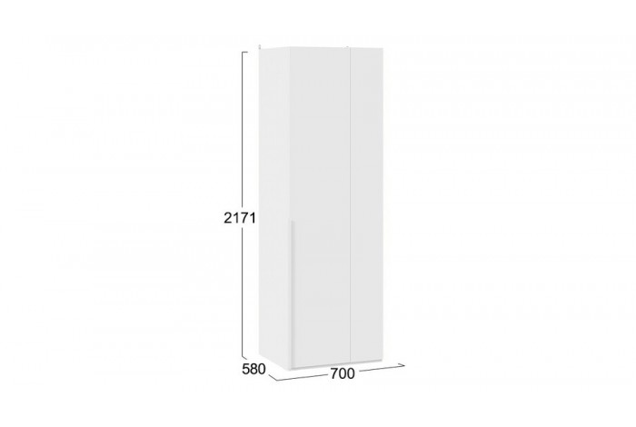 Шкаф угловой «Порто» (580) с 1 глухой дверью - СМ-393.07.006 Белый Жемчуг, Белый софт