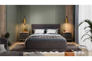 Спальный гарнитур Джоли №4 Черный матовый, Дуб Крафт золотой, Графит матовый