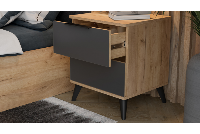 Спальный гарнитур Джоли №4 Черный матовый, Дуб Крафт золотой, Графит  матовый