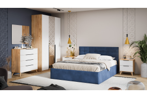 Спальный гарнитур Джоли №5 Бук матовый, Дуб Крафт золотой, Белый матовый