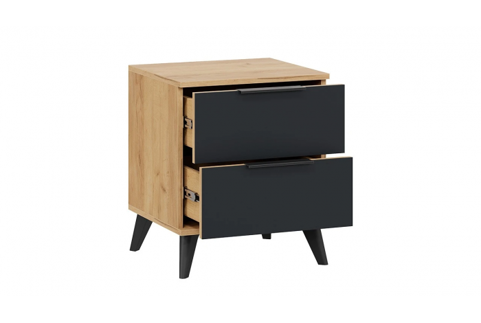 Спальный гарнитур Джоли №6 Черный матовый, Дуб Крафт золотой, Графит матовый