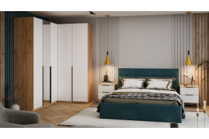 Спальный гарнитур Джоли №7 Бук матовый, Дуб Крафт золотой, Белый матовый