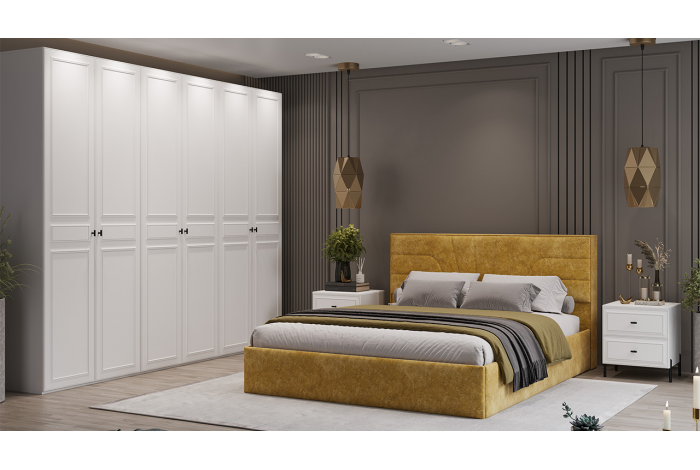 Спальный гарнитур «Пандора» №2 Белый снег, Белый матовый