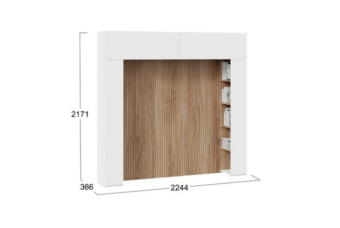 Спальный гарнитур «Порто» №3 - ГН-393.003 Белый Жемчуг, Яблоня Беллуно, Белый софт, Велюр Confetti Stone