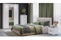 Спальный гарнитур «Стелла» №3 Белый холст, Белый Жемчуг, Велюр Мокко светлый