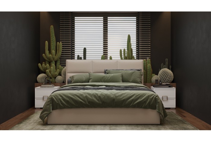 Спальный гарнитур «Стелла» стандартный Белый холст, Белый Жемчуг, Велюр Confetti Cream