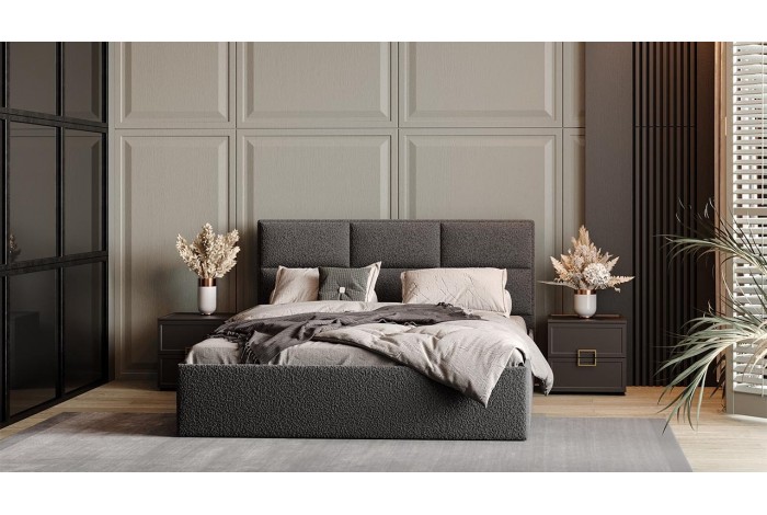 Спальный гарнитур «Стелла» стандартный Серый вулкан, Фон серый, Экомех Barni Grey