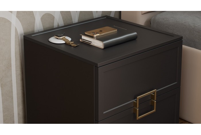 Спальный гарнитур «Стелла» стандартный Серый вулкан, Фон серый, Экомех Barni Grey