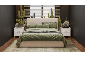 Спальный гарнитур Стелла №4 Золото розовое, Белый холст, Белый Жемчуг, Велюр Confetti Cream