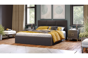 Спальный гарнитур Стелла №4 Золото розовое, Серый вулкан, Фон серый, Велюр Графит