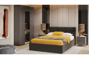 Спальный гарнитур Стелла №6 Золото розовое, Серый вулкан, Фон серый, Велюр Confetti Stone