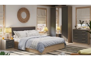 Спальный гарнитур Сэнди №3 Вяз благородный, Серый вулкан, Велюр Графит