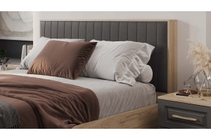 Спальный гарнитур Сэнди №3 Вяз благородный, Серый вулкан, Велюр Графит