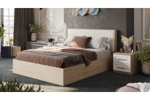 Спальный гарнитур Сэнди стандартный №2 Вяз благородный, Белый, Велюр Бежевый