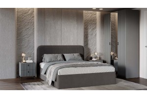 Спальный гарнитур Тиффани №1 Серый графит, Графит матовый, Велюр Графит