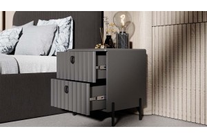 Спальный гарнитур Тиффани №1 Серый графит, Графит матовый, Велюр Графит