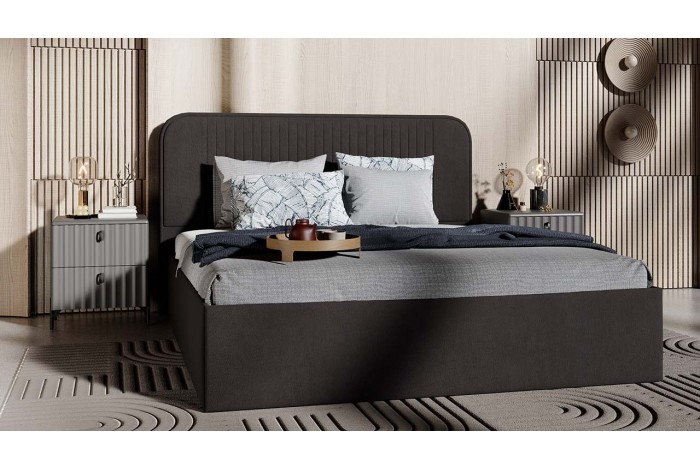 Спальный гарнитур Тиффани стандартный Серый графит, Графит матовый, Велюр Графит