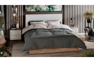 Спальный гарнитур Хилтон стандартный Дуб Крафт золотой, Белый матовый