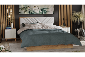 Спальный гарнитур Хилтон №5 Бук матовый, Дуб Крафт золотой, Белый матовый