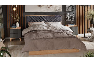 Спальный гарнитур Хилтон №5 Бук матовый, Дуб Крафт золотой, Графит матовый