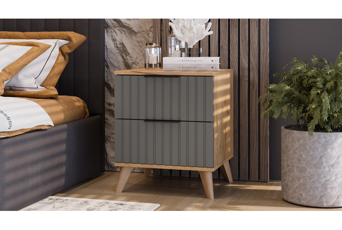 Спальный гарнитур «Хилтон» №5 Бук матовый, Дуб Крафт золотой, Графит матовый