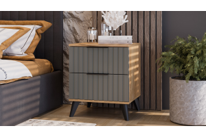 Спальный гарнитур Хилтон №5 Черный матовый, Дуб Крафт золотой, Графит матовый