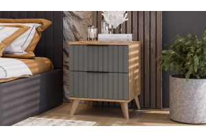 Спальный гарнитур Хилтон №7 Бук матовый, Дуб Крафт золотой, Графит матовый