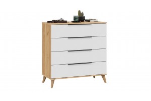 Комод Джоли с опорами Бук матовый, Дуб Крафт золотой, Белый матовый