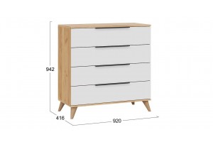 Комод Джоли с опорами Бук матовый, Дуб Крафт золотой, Белый матовый