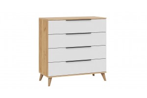 Комод Джоли с опорами Бук матовый, Дуб Крафт золотой, Белый матовый