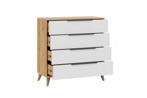 Комод Джоли с опорами Бук матовый, Дуб Крафт золотой, Белый матовый