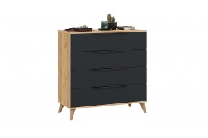 Комод Джоли с опорами Бук матовый, Дуб Крафт золотой, Графит матовый