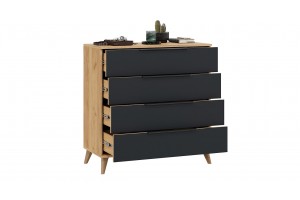 Комод Джоли с опорами Бук матовый, Дуб Крафт золотой, Графит матовый