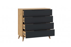 Комод Джоли с опорами Бук матовый, Дуб Крафт золотой, Графит матовый