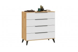 Комод Джоли с опорами Черный матовый, Дуб Крафт золотой, Белый матовый