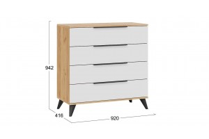 Комод Джоли с опорами Черный матовый, Дуб Крафт золотой, Белый матовый