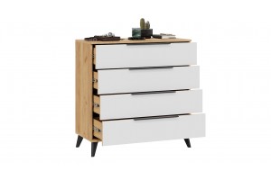 Комод Джоли с опорами Черный матовый, Дуб Крафт золотой, Белый матовый