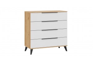 Комод Джоли с опорами Черный матовый, Дуб Крафт золотой, Белый матовый