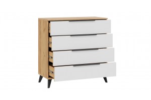 Комод Джоли с опорами Черный матовый, Дуб Крафт золотой, Белый матовый