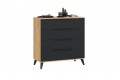 Комод «Джоли» с опорами Черный матовый, Дуб Крафт золотой, Графит матовый