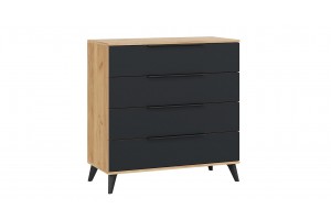 Комод Джоли с опорами Черный матовый, Дуб Крафт золотой, Графит матовый