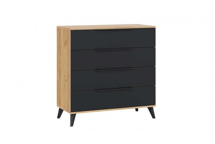 Комод «Джоли» с опорами Черный матовый, Дуб Крафт золотой, Графит матовый