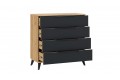 Комод «Джоли» с опорами Черный матовый, Дуб Крафт золотой, Графит матовый